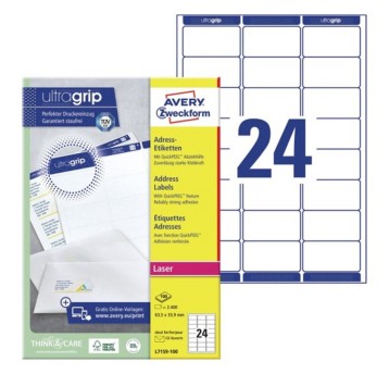 Etykiety adresowe papierowe AVERY ZWECKFORM 63,5 x 33,9mm kol. biały 2400 szt. [L7159-100]