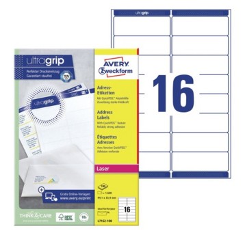 Etykiety adresowe papierowe AVERY ZWECKFORM 99,1 x 33,9mm kol. biały 1600 szt. [L7162-100]