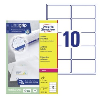 Etykiety adresowe papierowe AVERY ZWECKFORM 99,1 x 57mm kol. biały 1000 szt. [L7173-100]