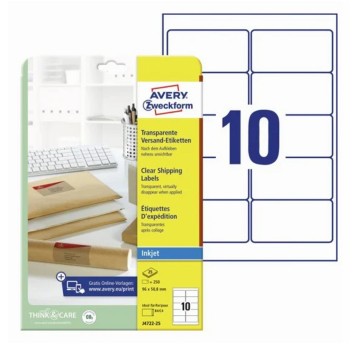 Etykiety adresowe poliestrowe AVERY ZWECKFORM 96 x 50,8mm kol. przezroczysty 250 szt. [J4722-25]