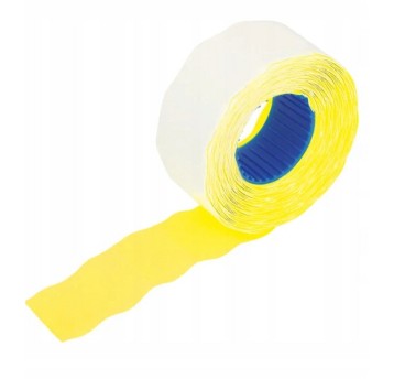 Etykiety cenowe w rolce papierowe 26 x 12mm kol. żółty neonowy jednorzędowe zaokrąglone