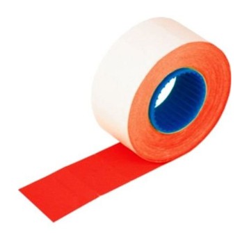 Etykiety cenowe w rolce papierowe 26 x 16mm kol. czerwony neonowy dwurzędowe proste do Tovel 2