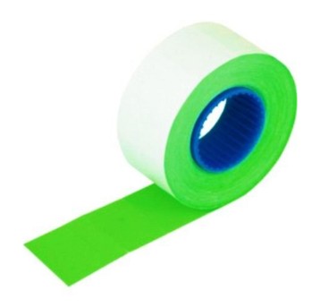 Etykiety cenowe w rolce papierowe 26 x 16mm kol. zielony neonowy dwurzędowe proste do Tovel 2