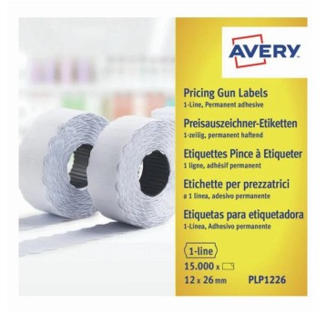 Etykiety cenowe w rolce trwałe papierowe AVERY ZWECKFORM 26 x 12mm kol. biały 10 x 1500 szt. jednorzędowe [PLP1226]