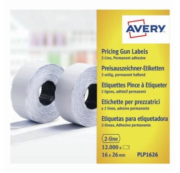Etykiety cenowe w rolce trwałe papierowe AVERY ZWECKFORM 26 x 16mm kol. biały 10 x 1200 szt. dwurzędowe [PLP1626]