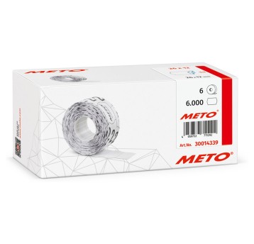 Etykiety cenowe w rolce trwałe papierowe METO Easy S1026 26 x 12mm kol. biały 6 x 1000 szt. jednorzędowe do głębokiego mrożenia [30014339]