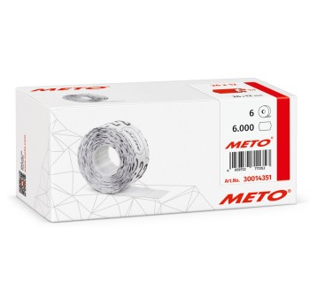 Etykiety cenowe w rolce trwałe papierowe METO Easy S1026 26 x 12mm kol. czerwony neonowy 6 x 1000 szt. jednorzędowe [30014351]