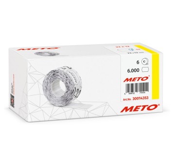 Etykiety cenowe w rolce trwałe papierowe METO Easy S822 22 x 12mm kol. biały 6 x 1000 szt. jednorzędowe do głębokiego mrożenia [30014353]