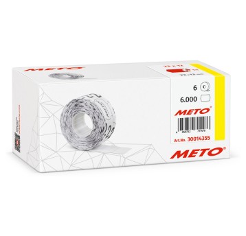 Etykiety cenowe w rolce trwałe papierowe METO Easy S822 22 x 12mm kol. czerwony neonowy 6 x 1000 szt. jednorzędowe [30014355]
