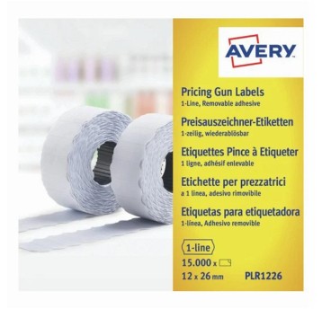 Etykiety cenowe w rolce usuwalne papierowe AVERY ZWECKFORM 26 x 12mm kol. biały 10 x 1500 szt. jednorzędowe [PLR1226]