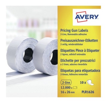 Etykiety cenowe w rolce usuwalne papierowe AVERY ZWECKFORM 26 x 16mm kol. biały 10 x 1200 szt. dwurzędowe [PLR1626]