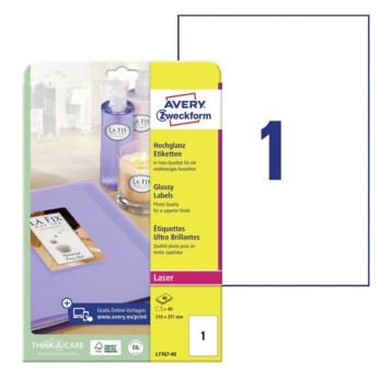 Etykiety do oznaczania papierowe błyszczące AVERY ZWECKFORM 210 x 297mm kol. biały 40 szt. [L7767-40]
