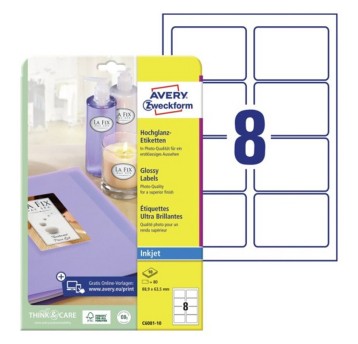 Etykiety do oznaczania papierowe błyszczące AVERY ZWECKFORM 88,9 x 63,5mm kol. biały 80 szt. [C6081-10]
