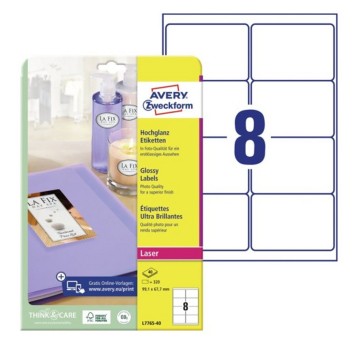 Etykiety do oznaczania papierowe błyszczące AVERY ZWECKFORM 99,1 x 67,7mm kol. biały 320 szt. [L7765-40]