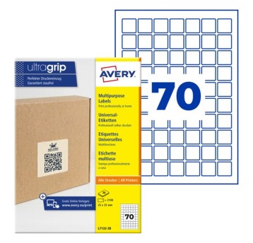 Etykiety do oznaczania trwałe papierowe AVERY ZWECKFORM 25 x 25mm kol. biały 2100 szt. do oznaczeń QR [L7132-30]