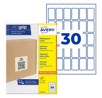 Etykiety do oznaczania trwałe papierowe AVERY ZWECKFORM 50 x 30mm kol. biały 900 szt. do oznaczeń QR [L7133-30]