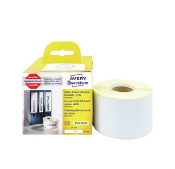 Etykiety do termodruku do segregatora 50mm w rolce typu Dymo papierowe AVERY ZWECKFORM 38 x 190mm kol. biały 110 szt. [AS0722470]