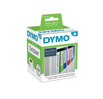 Etykiety do termodruku do segregatora 75mm w rolce trwałe papierowe DYMO 59 x 190mm kol. biały 110 szt. 99019 [S0722480]