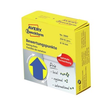 Etykiety kółka do zaznaczania AVERY ZWECKFORM Ø19mm kol. żółto-niebieski 250 szt. strzałka [3860]