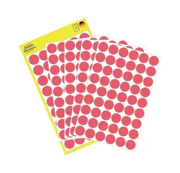 Etykiety kółka do zaznaczania papierowe AVERY ZWECKFORM Ø12mm kol. czerwony odblaskowy 270 szt. [3147]