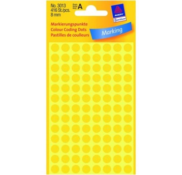 Etykiety kółka do zaznaczania usuwalne AVERY ZWECKFORM Ø8mm kol. żółty 416 szt. [3593]