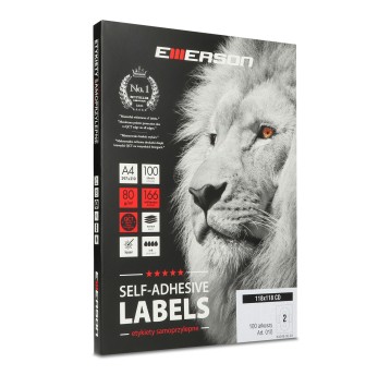 Etykiety na płyty CD/DVD papierowe EMERSON 010 Ø118mm kol. biały 200 szt. [eta4118x118w]