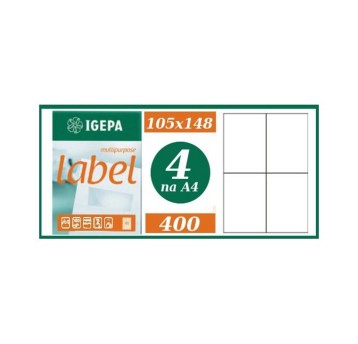 Etykiety papierowe IGEPA 105 x 148mm kol. biały 400 szt. [EA-1050X1480 SB]