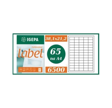Etykiety papierowe IGEPA 38,1 x 21,2mm kol. biały 6500 szt. [EA-381X212 SB]