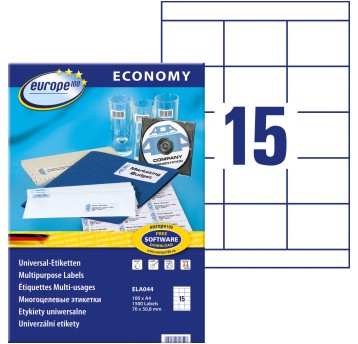 Etykiety uniwersalne papierowe ECONOMY EUROPE100 by Avery Zweckform 70 x 50,8mm kol. biały 1500 szt. [ELA044]