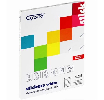Etykiety uniwersalne papierowe GRAND 035 105 x 42,3mm kol. biały 1400 szt. [150-1052]