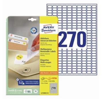 Etykiety uniwersalne usuwalne papierowe AVERY ZWECKFORM 17,8 x 10mm kol. biały 8100 szt. [L4730REV-25]