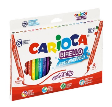 Flamastry dwustronne CARIOCA BIRELLO 41521 końcówka okrągła 2mm / 4mm kpl. 24 kol. [160-1464]
