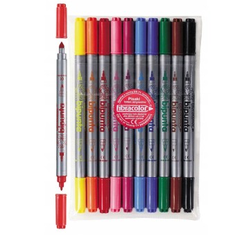 Flamastry dwustronne FIBRACOLOR BIPUNTA 544SW 2mm / 4,5mm kpl. 10 kol. etui [584BP10E]