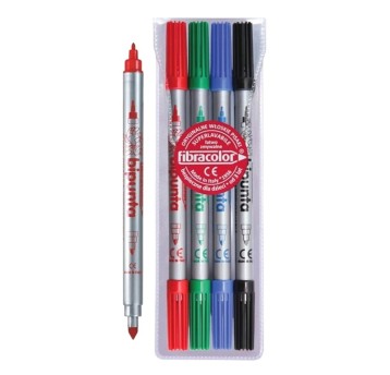 Flamastry dwustronne FIBRACOLOR BIPUNTA 544SW 2mm / 4,5mm kpl. 4 kol. etui [584BP06E]
