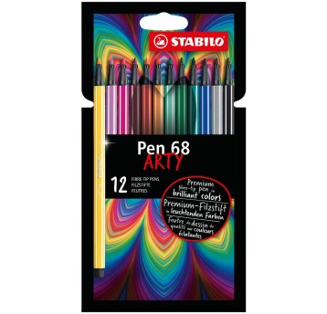 Flamastry STABILO ARTY Pen 68 końcówka M 1mm kpl. 12 kol. etui [6812-1-20]