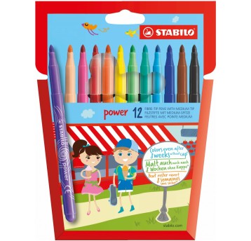 Flamastry STABILO POWER końcówka M 2mm kpl. 12 kol. nie zasycha [280/12-01]