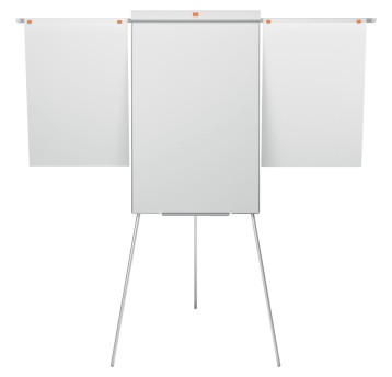 Flipchart stalowy suchościeralno - magnetyczny na trójnogu 68,5 x 100cm NOBO kol. biały z ramionami [1901918]