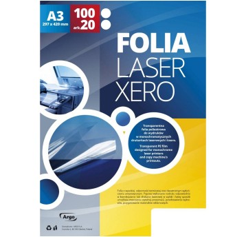 Folia do drukarek laserowych A3 ARGO kol. przezroczysty mono 100 arkuszy [413034]