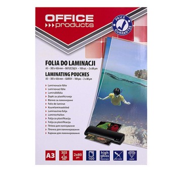 Folia do laminowania błyszcząca A3 80mic 100 arkuszy OFFICE PRODUCTS [20325615-90]