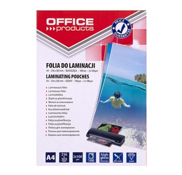 Folia do laminowania błyszcząca A4 100mic 100 arkuszy OFFICE PRODUCTS [20325425-90]