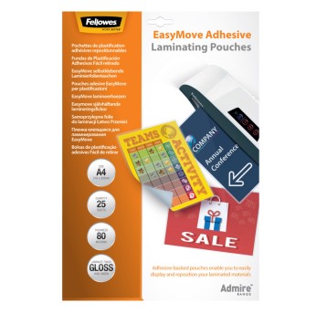 Folia do laminowania błyszcząca A4 80mic 25 arkuszy FELLOWES [5601703]