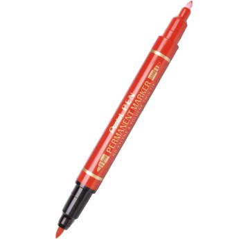 Foliopis permanentny PENTEL N75W dwustronny końcówka okrągła 0,6-1,2mm kol. czerwony