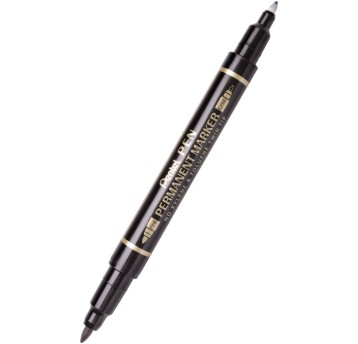 Foliopis permanentny PENTEL N75W dwustronny końcówka okrągła 0,6mm / 1,2mm kol. czarny [N75W-A]