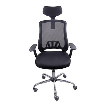 Fotel biurowy OFFICE PRODUCTS ITAKA tkanina kol. czarny z regulowanym zagłówkiem [23023441-05]