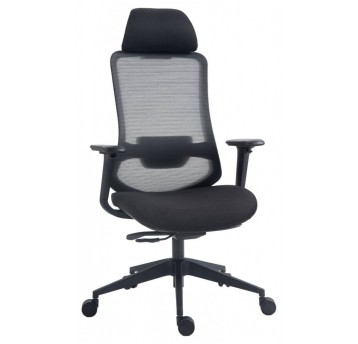 Fotel biurowy OFFICE PRODUCTS SIROS tkanina kol. czarny z regulowanym zagłówkiem [23023711-05]