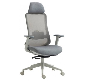 Fotel biurowy OFFICE PRODUCTS SIROS tkanina kol. szary z regulowanym zagłówkiem [23023711-10]