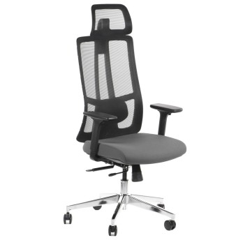 Fotel biurowy STEMA AKCENT PREMIUMLINE tkanina podstawowa, siatka kol. szary z zagłówkiem [ZF 24-03]