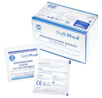 Gazik dezynfekcyjny alkoholowy 6cm x 6cm SOFT MED saszetka [NN-SXX-ADA0-001]
