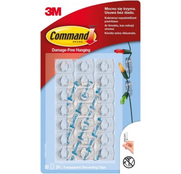 Haczyk samoprzylepny 3M COMMAND [17026CLR PL] kol. przezroczysty 20 haczyków + 24 małe paski [UU007827593]