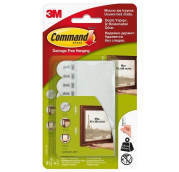 Haczyk samoprzylepny 3M COMMAND kol. biały 8 średnich + 4 małe rzepy (do wieszania obrazów) [17203 / UU008974519]